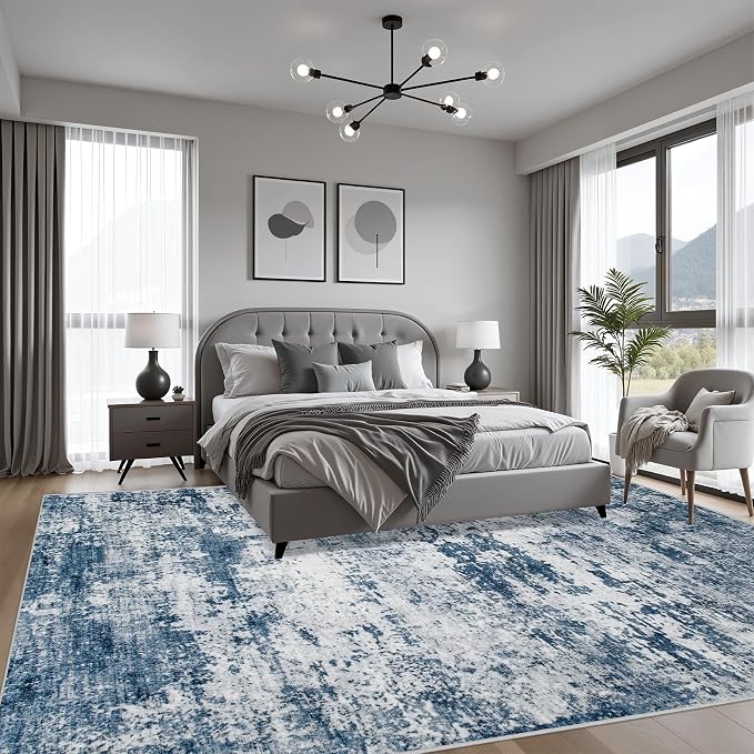 8x10 Area Rug Living Room Rug: Washable Modern Abstract Soft Thin Rug Indoor - Image 4
