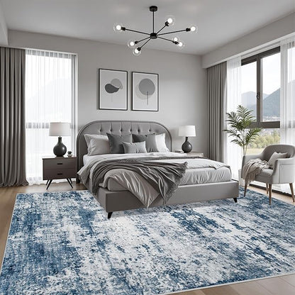 4x4 Area Rug Living Room Rug: Washable Modern Abstract Soft Thin Rug Indoor - Image 3