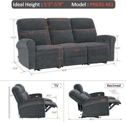 MCombo 87.8" Wall Hugger Power Reclining Sofa - Image 3