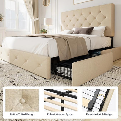 Allewie Upholstered Queen Size Platform Bed Frame - Image 6
