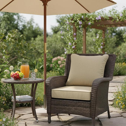 Summsun Outdoor Chair Cushions 24 x 24 Inch, Faux Linen Patio Furniture Cushions - Image 2