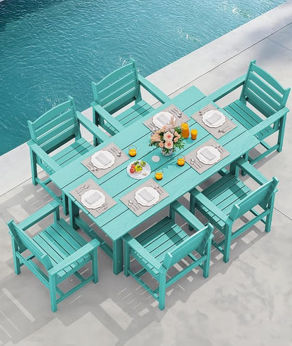 SERWALL Outdoor Dining Set for 6, HDPE Dining Furniture Set - Image 9
