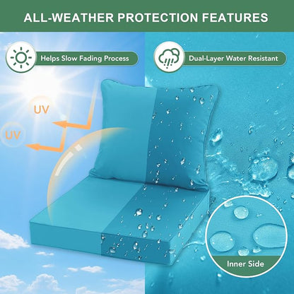 Summsun Outdoor Chair Cushions, Waterproof Backrest and Seat Cushion Set - Image 3