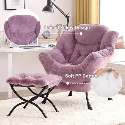 Tiita Lazy Chair with Ottoman, Comfy Leisure Sofa Armchair with Ottoman - Image 4