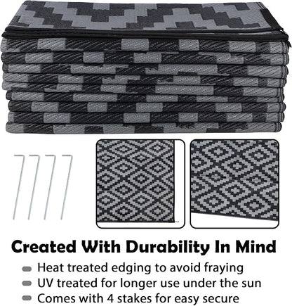 SAND MINE Waterproof Outdoor Rug 10x20 ft, Plastic Reversible Rug, Modern Area - Image 4