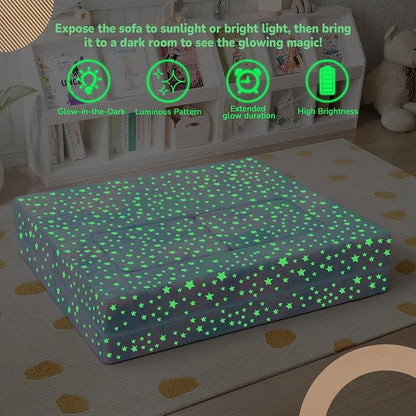 MeMoreCool Kids Sofa Couch, Glow in Dark Couch Sofa, Modular Convertible Kids - Image 5