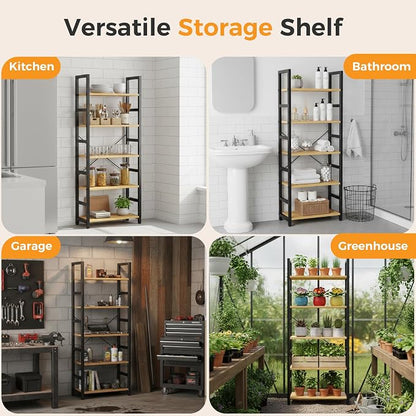 DUMOS 5-Tier Bookshelf, Modern Tall Bookcase, Open Storage Display Shelf - Image 5