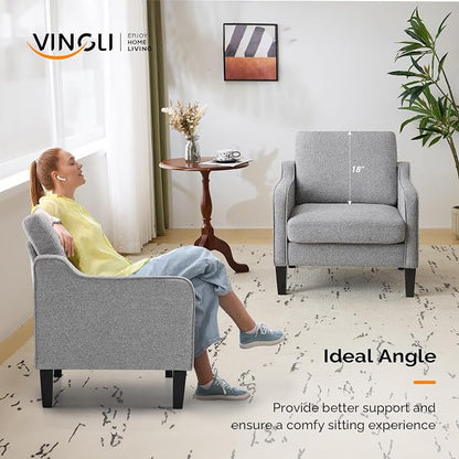 VINGLI Accent Chairs Set of 2 Gray Living Room Chairs Reading Chair - Image 4