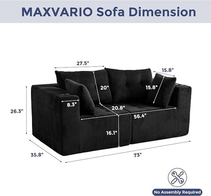 MAXYOYO Modular Sectional Sofa Couch, Loveseat Boneless Cloud Couch - Image 2