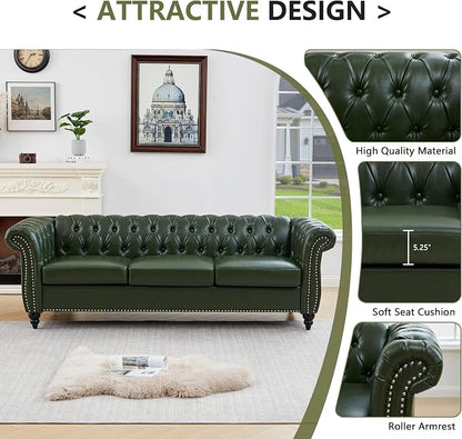 QHITTY 3 Piece Living Room Set, Sectional Chesterfield Sofa Chair Contemporary - Image 5