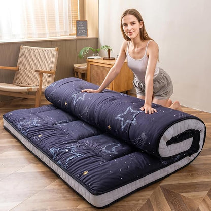 MAXYOYO Black Moon and Star Futon Mattress, Padded Japanese Floor Mattress by MAXYOYO