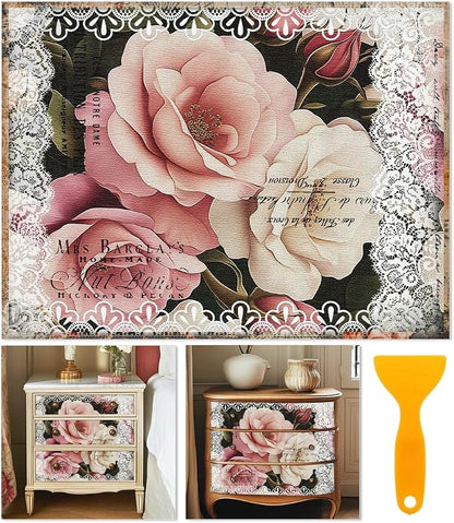 6 Sheets Roses Rub on Transfers by BEUNITONE