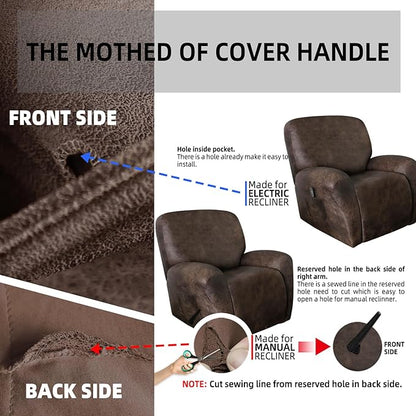 ANARACHON Recliner Chair Covers Leather Like, 4 Pieces Recliner Cover - Image 7