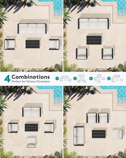 SERWALL HDPE Patio Conversation Set, 6-piece Sectional Outdoor Furniture Set - Image 8