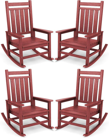 SERWALL Oversized Outdoor Rocking Chair Set of 4, HDPE Rocker by SERWALL
