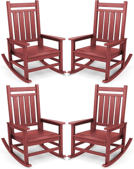 SERWALL Oversized Outdoor Rocking Chair Set of 4, HDPE Rocker by SERWALL