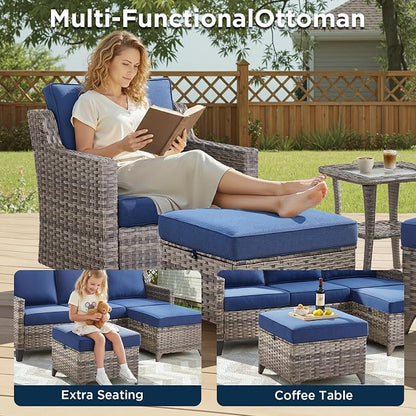 Wicker Patio Furniture Set-9 Pieces All-Weather Wicker Outdoor Furniture - Image 4