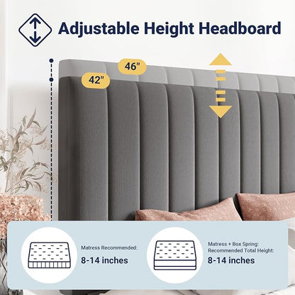 Allewie Queen Size Storage Bed Frame, Vertical Channel Tufted Adjustable - Image 4