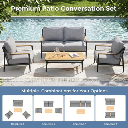 Jocoevol 4 Pieces Outdoor Sofa Conversation Set, 4 Seats Couch Set - Image 5