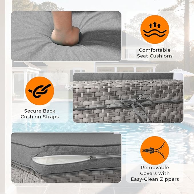 8-Seat Outdoor Wicker Patio Furniture Set - Image 7