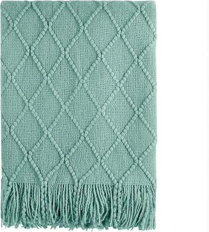 BOURINA Dark Cyan Throw Blanket 50 x90 Inches Textured Solid Soft Sofa Throw by BOURINA