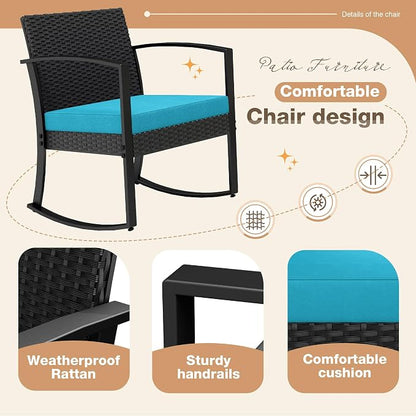 Greesum 3 Piece Patio Furniture Set, All-Weather Imitation Rattan Conversation - Image 3