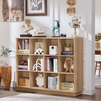 Joaxswe 12 Cube Storage Organizer, Wood Floor Standing 3-Tier Cubby Bookcase - Image 2