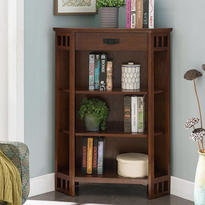 Leick Home 82263 Mission Mantel Height Corner Bookcase - Image 2