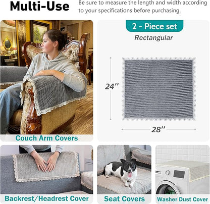 Velvet Couch Arm Covers, Headrest/Backrest Cover, Seat Slipcover - Image 3