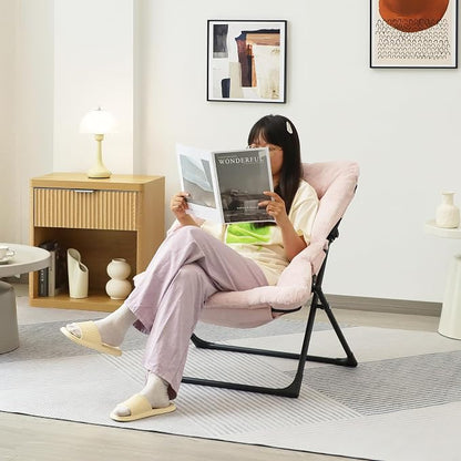 Comfy Saucer Chair for Adults, Soft Faux Fur Bedroom Chair - Image 2