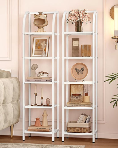 Hzuaneri Bookcase Bookshelf, Tempered Glass Arched Bookshelf - Image 4