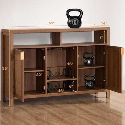 SICOTAS 51" Coffee Bar Cabinet Bar Cart - Image 3