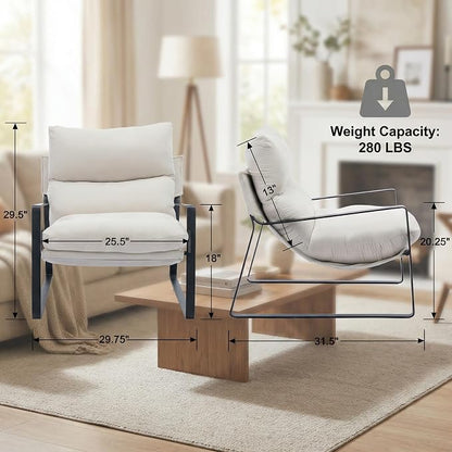 LukeAlon Modern Linen Accent Armchair, Upholstered Soft Living Room Chair - Image 10