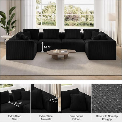Novilla 141" Modular Sectional Sofa, Modern Cloud Sectional Couch - Image 7