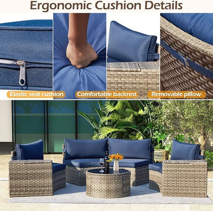 ECOTOUGE 8-Piece Half-Moon Curved Patio Furniture Set - Image 5