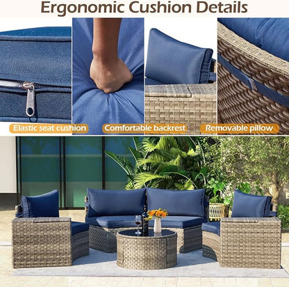 ECOTOUGE 8-Piece Half-Moon Curved Patio Furniture Set - Image 6