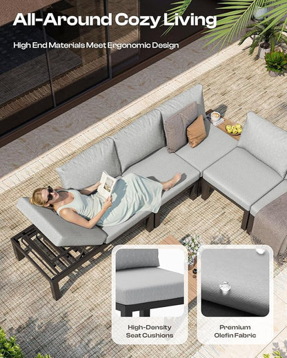 Aluminum Modular Outdoor Patio Furniture Set, 8 Seats Sectional Sofa Set - Image 4