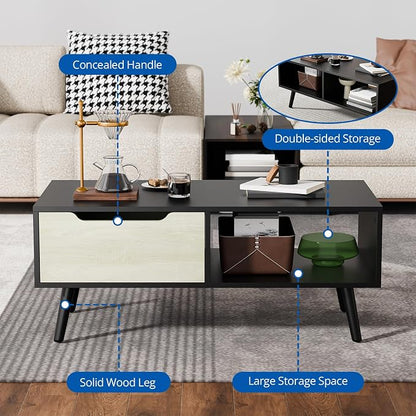 Cozy Castle Modern Coffee Table, Wooden Cocktail Table - Image 3