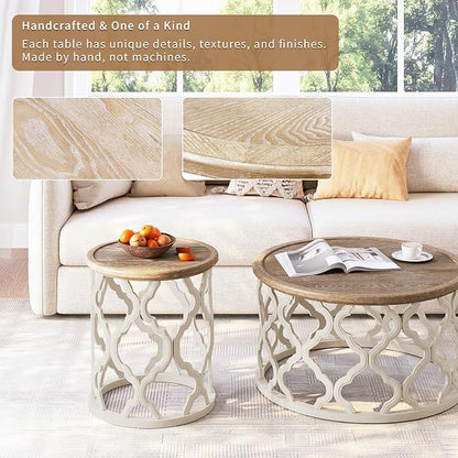 karlott Farmhouse End Table, 18.5'' French Country Round Side Table, Distressed - Image 6