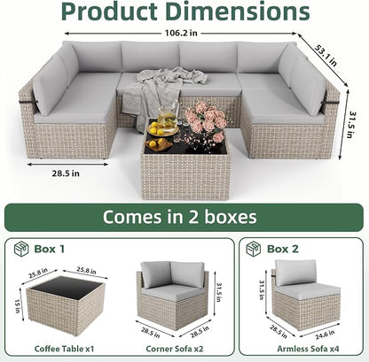 7-Piece Outdoor Sectional Sofa Set, Weather-Resistant Patio Furniture Set - Image 8