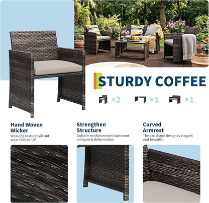 Garvee 4-Piece Patio Furniture Set, PE Rattan Outdoor Conversation Set - Image 4