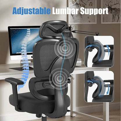 Ergonomic Office Chair with Adjustable Lumbar Support, 3D Arms and Headrest - Image 4