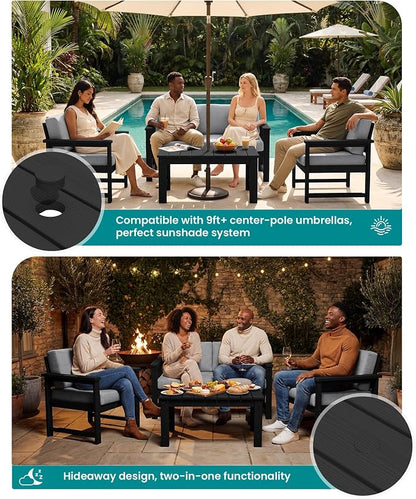 SERWALL 8 Pieces HDPE Outdoor Conversation Sofa Set - Image 3