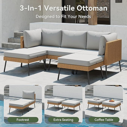 Aoxun 8 Piece Patio Furniture Set, 8 Seats Outdoor Sectional Sofas - Image 7