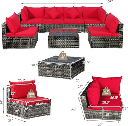 Tangkula 7 Pieces Wicker Patio Furniture Set, All-Weather Outdoor Rattan - Image 4