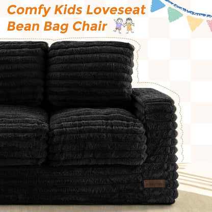 MAXYOYO Extra Wide Kids Bean Bag Chair, Comfy Faux Fur Bean Bag Sofa - Image 9