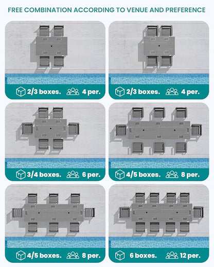 SERWALL HDPE Dining Set for 8: 2 Umbrella Hole Tables + 8 Chairs. Includes 8 - Image 9