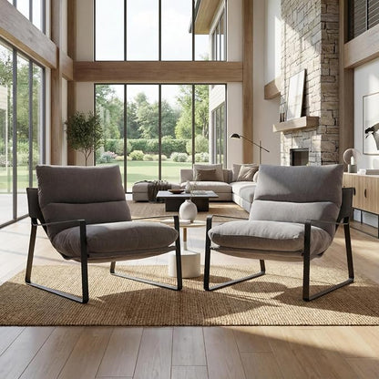 LukeAlon Modern Linen Accent Armchair, Upholstered Living Room Chair - Image 9