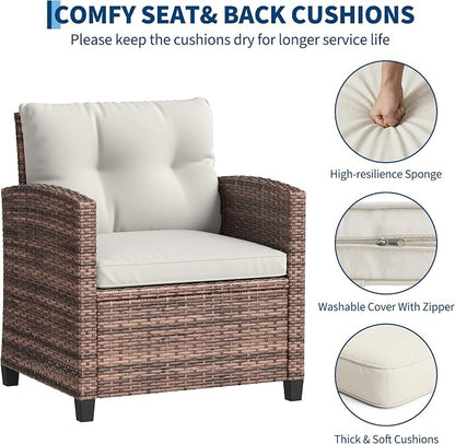 3-Piece Patio Furniture Set, Outdoor PE Rattan Chair - Image 4