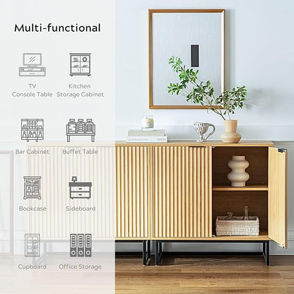 EYYTHUNG Fluted Storage Cabinets Set of 3, Sideboard Buffet Cabinets - Image 8